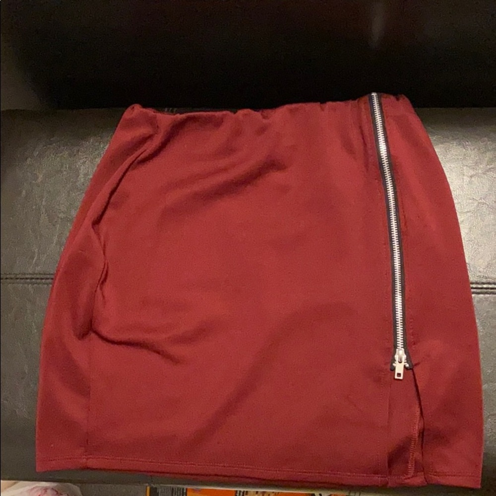 Missguided Burguny Asymmetrical Skirt Size M